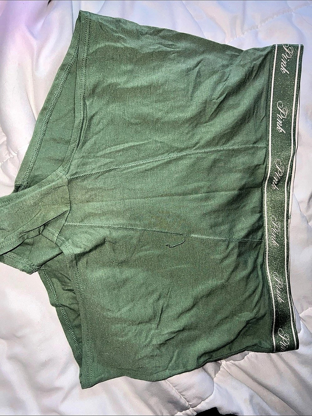 Victoria's Secret PINK Panties Green & White Good Condition 2-Piece Set